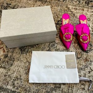 Jimmy Choo Lulla satin mule with crystal, size 37